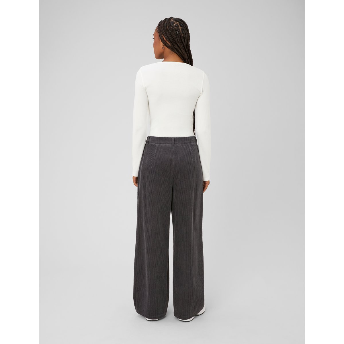 Pantalon large en velours gris foncé, BZB