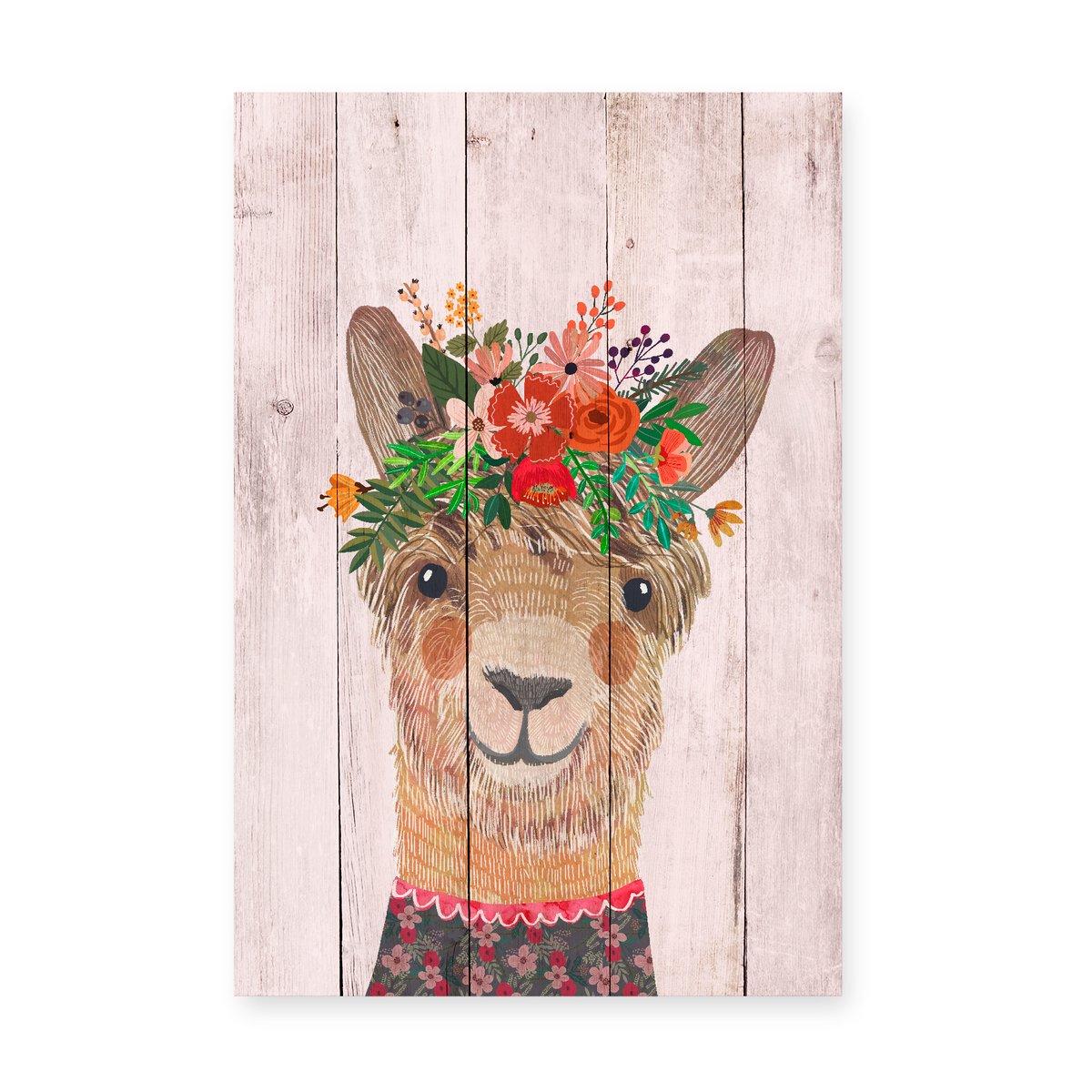 Panneau décoratif en bois ANIMAL FLORAL lama floral, REALLY NICE THINGS