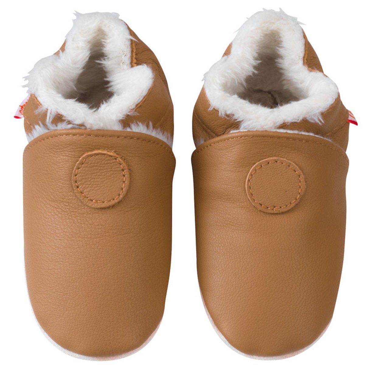 Chaussons cuir souple uni fourrés marron, TICHOUPS