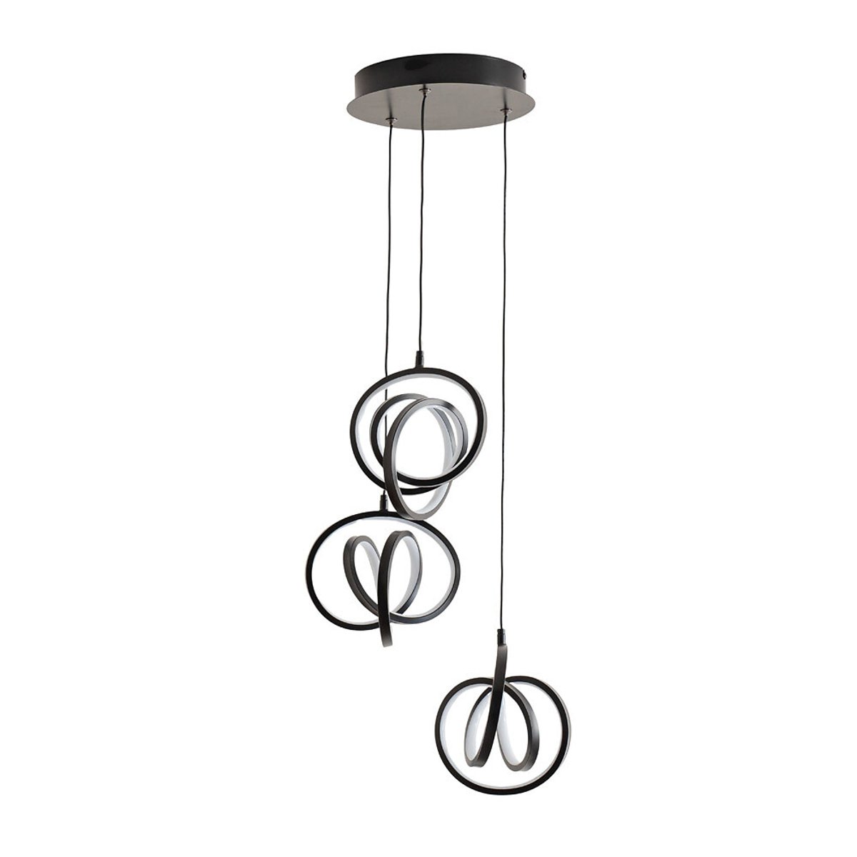 Inez 3-Light Loop Cluster LED Pendant Light in Matte Black black, SO'HOME