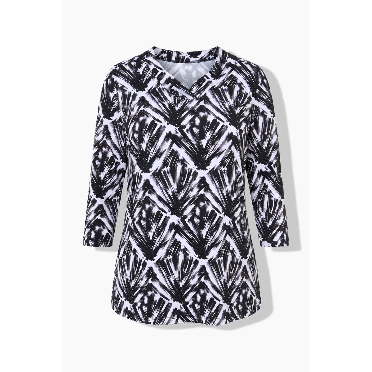 T-shirt au tombé fluide, imprimé graphique noir, ULLA POPKEN