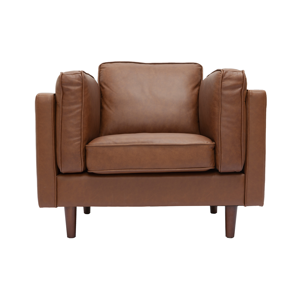 Fauteuil vintage cuir marron BRADLEY marron, MILIBOO