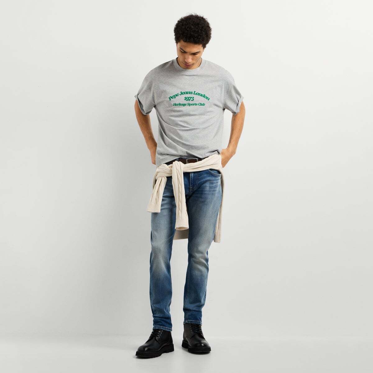 T-Shirt À Imprimé Graphique Coupe Casual gris chine, PEPE JEANS