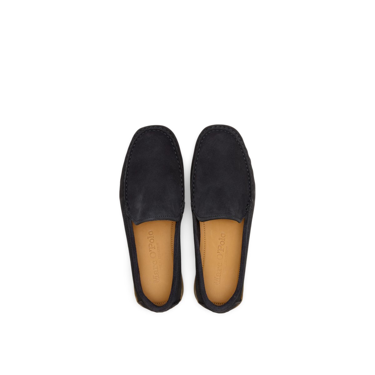 Mocassin modèle Sven en cuir de vachette velours bleu fonce, MARC O'POLO