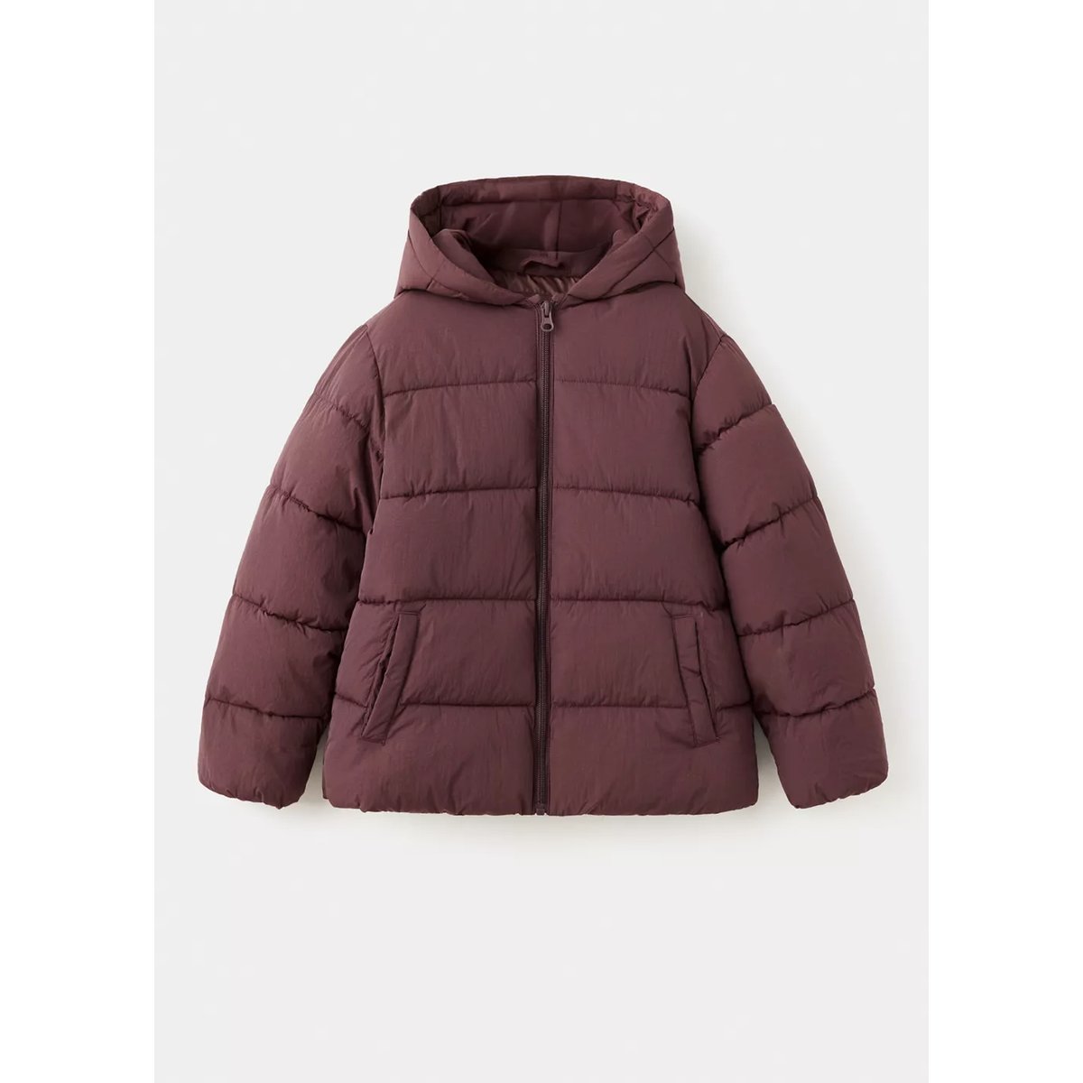 Anorak matelassé à capuche rouge foncé, MANGO KIDS