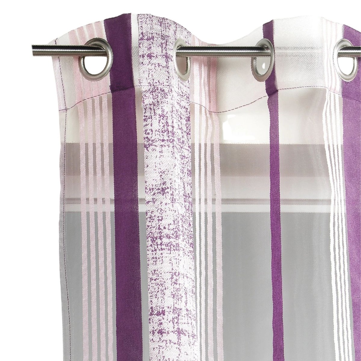 Voilage organza à rayures jacquard rose boudoir, HOME MAISON