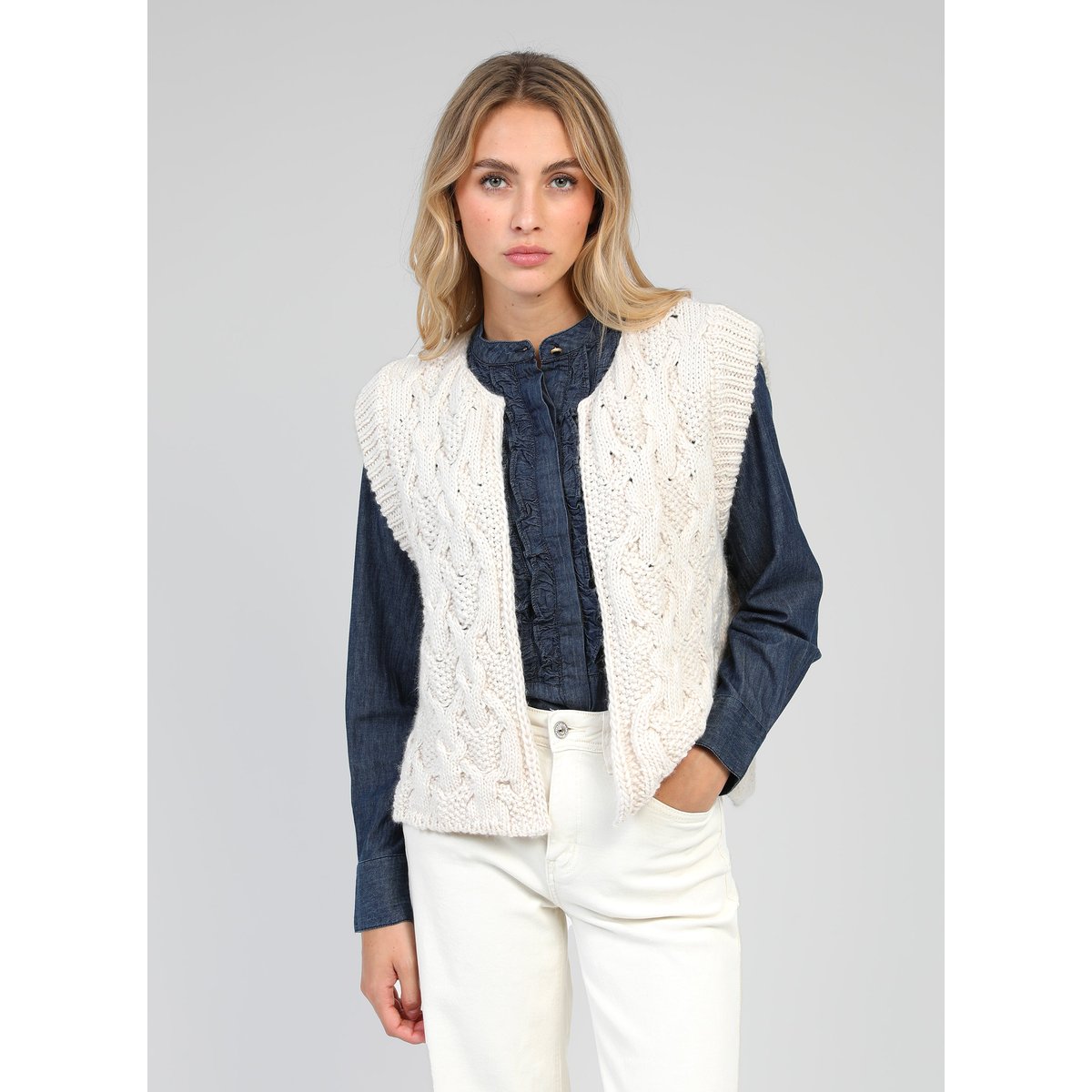 Cardigan Sans Manche LAJOIA ecru, AN'GE