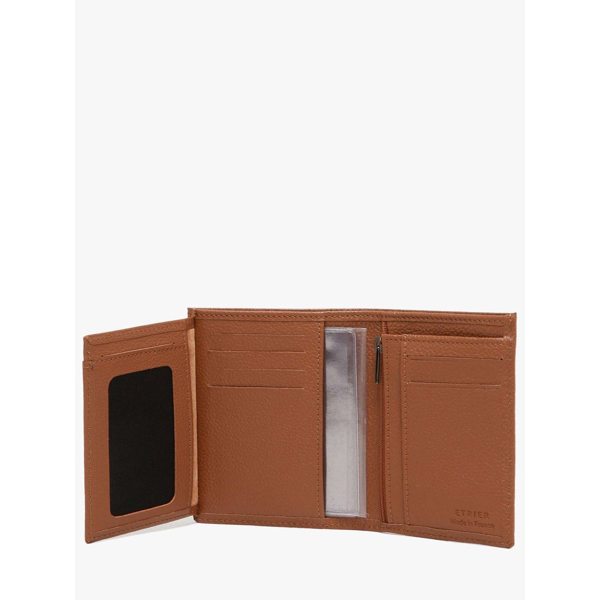 Portefeuille porte-monnaie Madras cuir camel, ETRIER