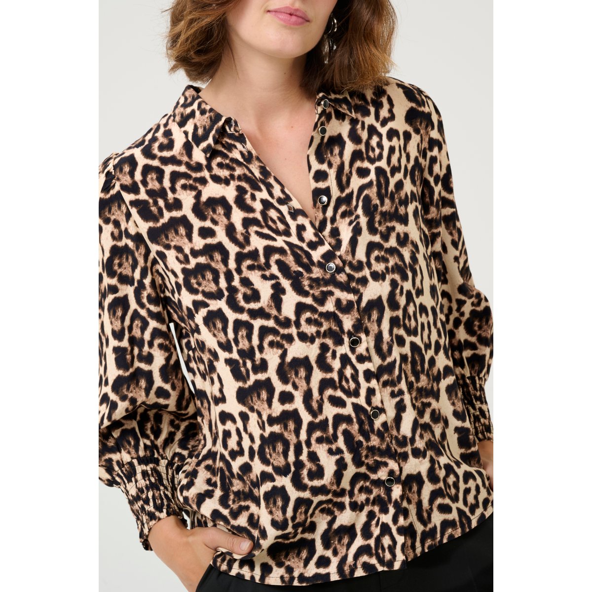 Long sleeved shirt imprimé natural leopard, KAFFE