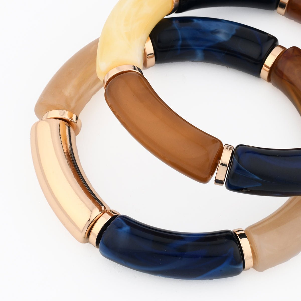 Set de 2 bracelets tubes bleus et marrons marron, BALABOOSTE