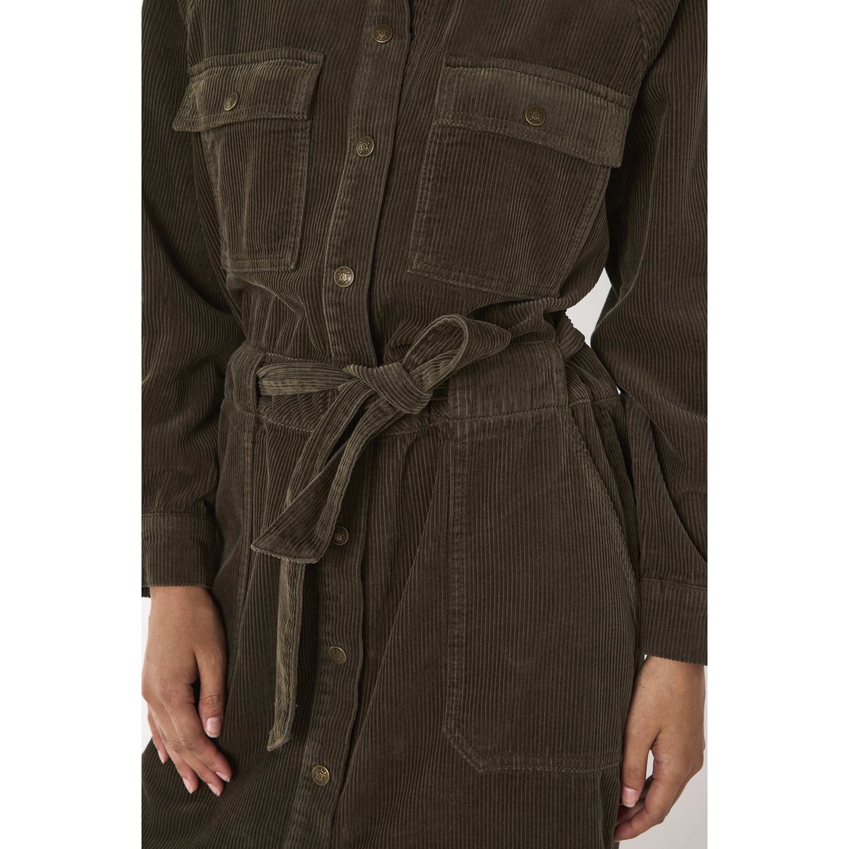 Robe droite kaki en velours de coton BETANIE kaki, Maison 123