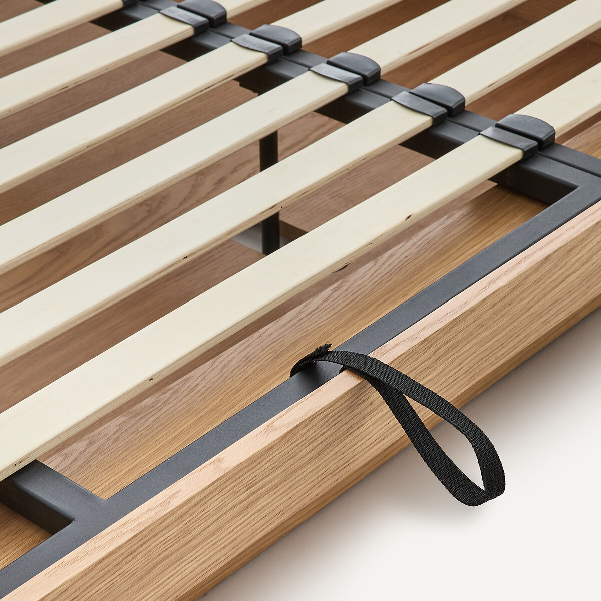 Hibashi Solid Oak and Oak Veneer Adjustable Storage Bed Base natural oak, AM.PM
