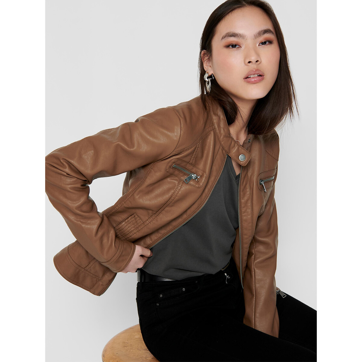 Blouson simili cognac, ONLY
