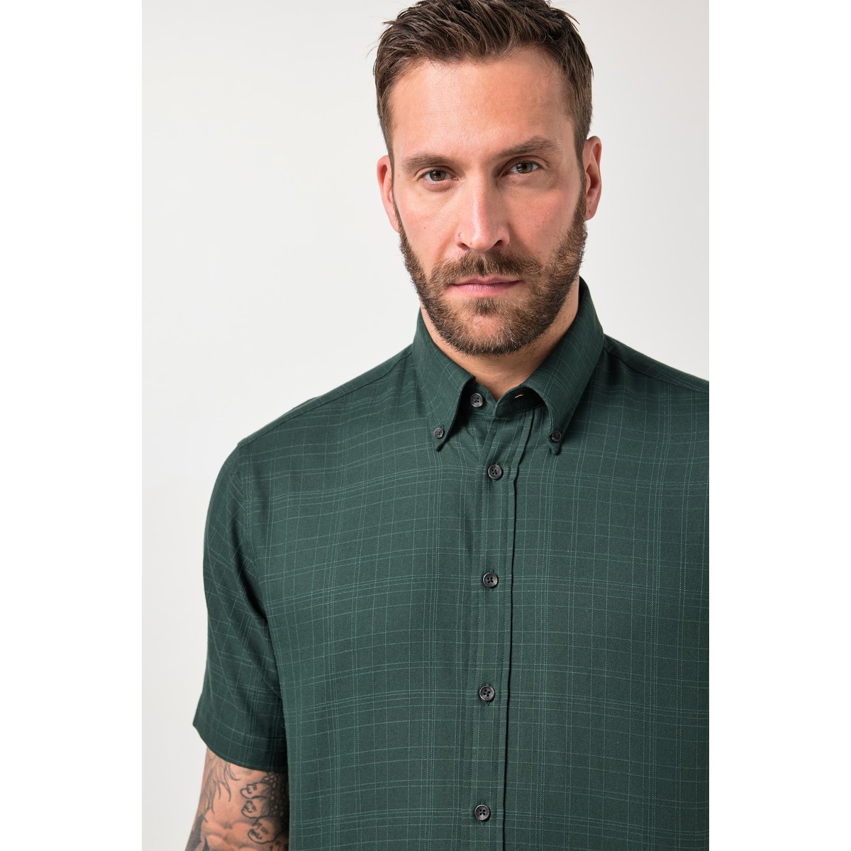 Chemise à carreaux JP 1880 vert minuit, JP1880