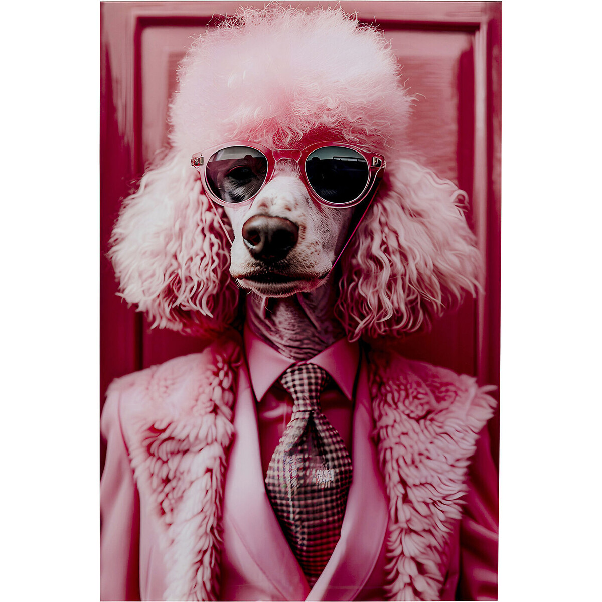 Glass Picture Pink Poodle 50x40cm pink, KARE DESIGN