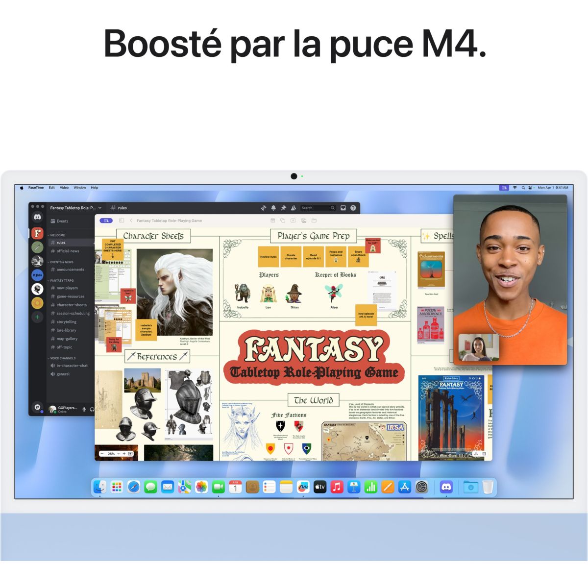Ordinateur Apple 24" Ecran Retina 4,5K Puce M4 CPU 10 / GPU 10 coeurs Mémoire RAM 16Go Stockage 512Go SSD Bleu couleur unique, APPLE