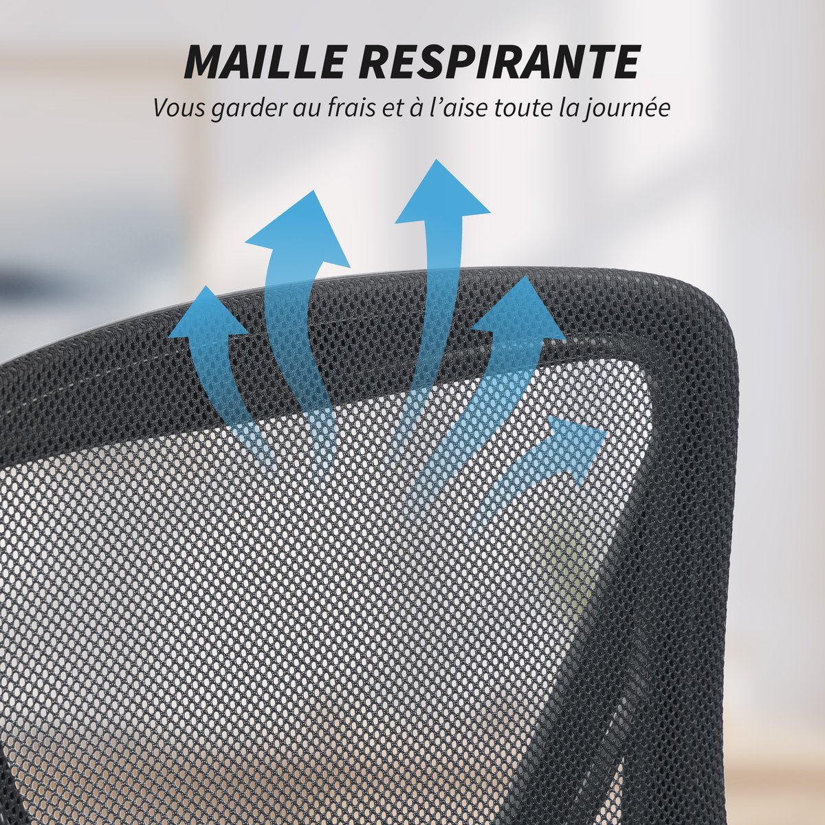 Chaise de bureau Maille (100 % polyester) noir, HOMCOM
