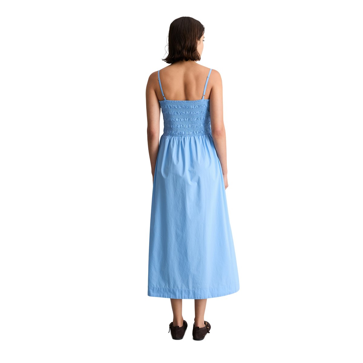 Robe d'été smockée en popeline Papertouch bleu moyen, MARC O’POLO DENIM