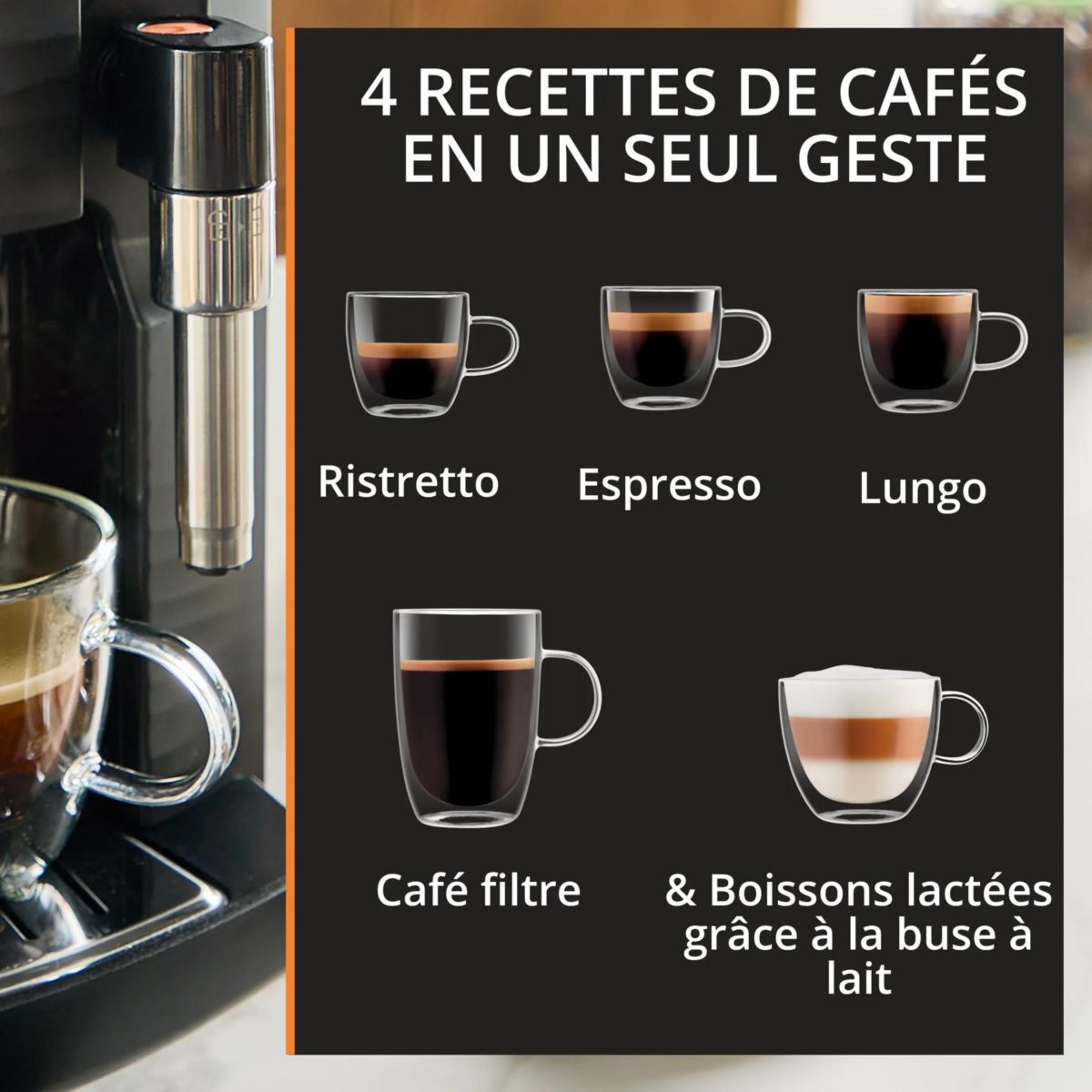 Expresso Broyeur Intensity, Machine espresso entièrementautomatique, 4 boissons EA5008E0 couleur unique, KRUPS