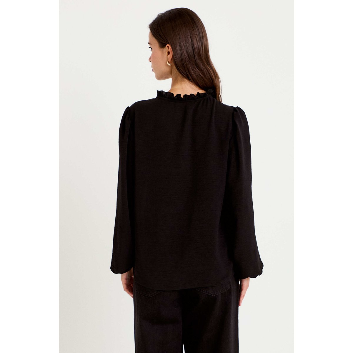 Blouse droite col v manches longues noir, CACHE CACHE