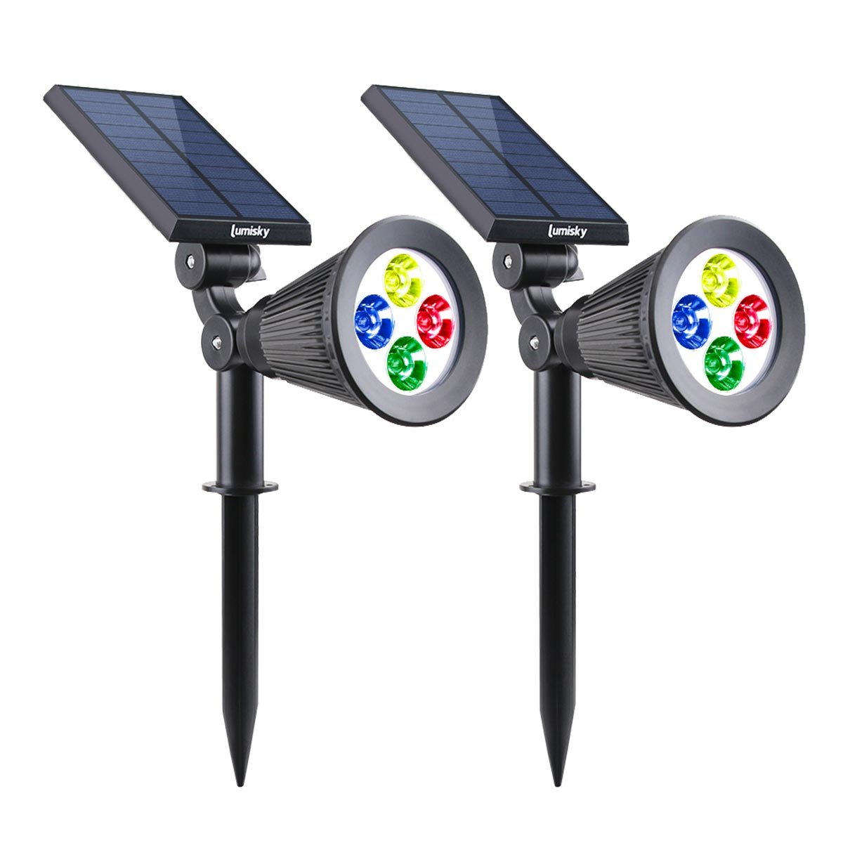 Lot de 2 spots solaires projecteurs 2x SPIKY C34 noir, LUMISKY