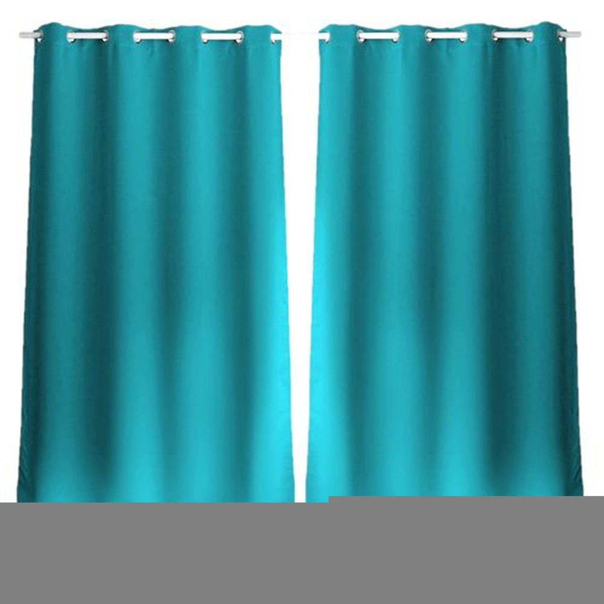 Lot de 2 rideaux uni à œillets BASIC turquoise, TOILINUX