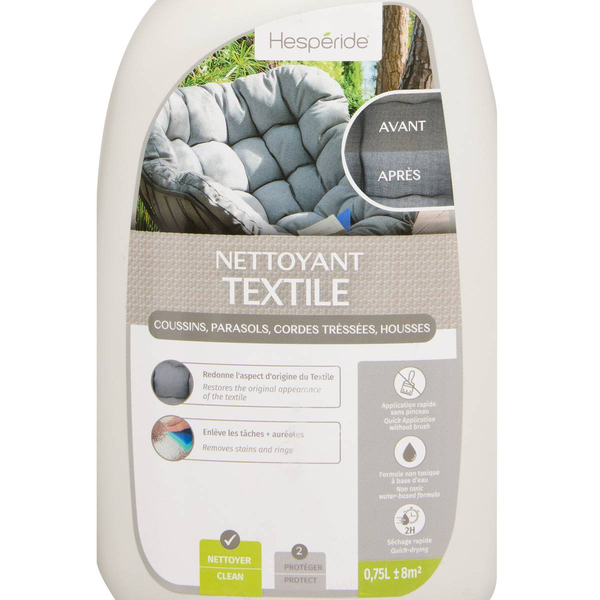 Spray nettoyant pour textile extérieur 75cl blanc, HESPERIDE