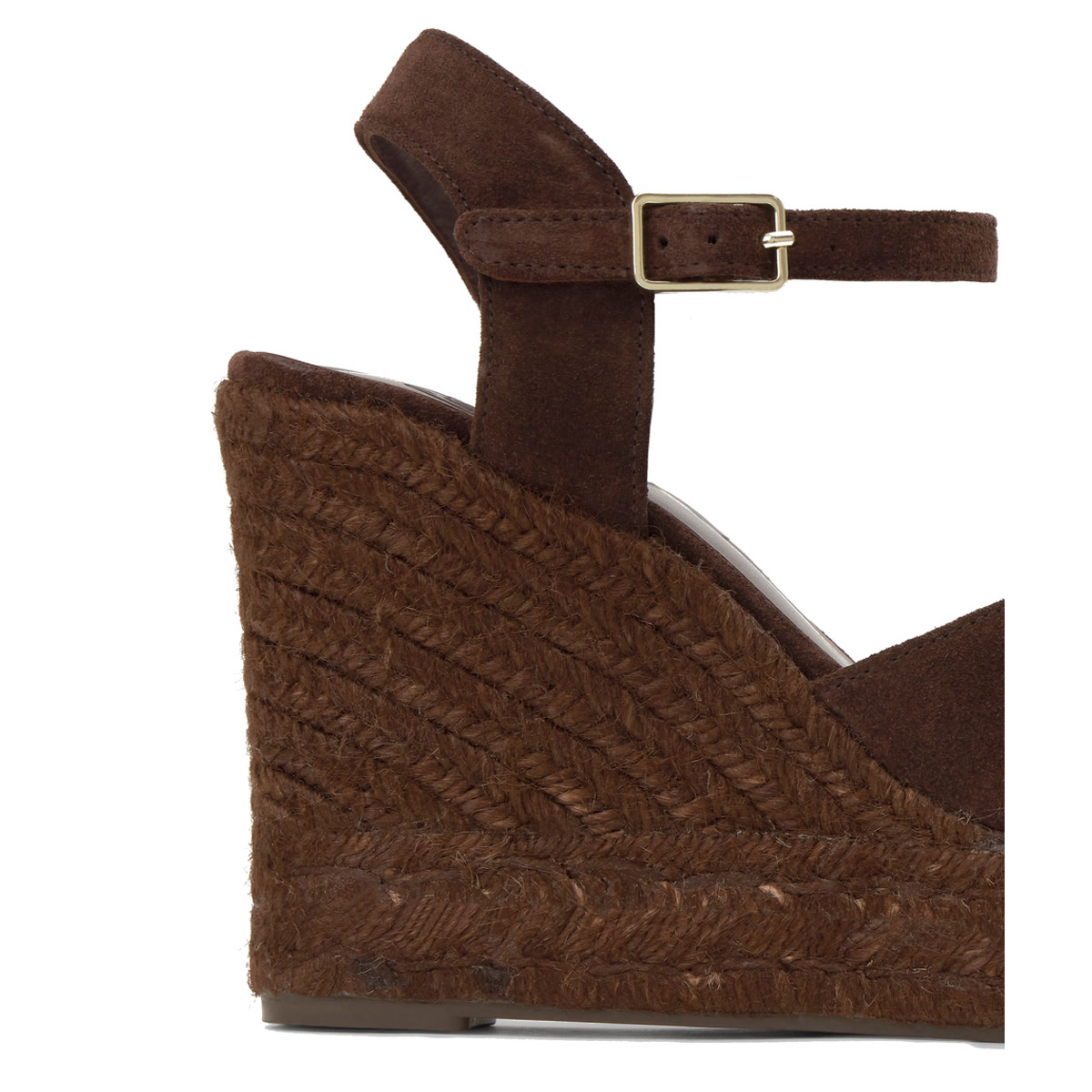 Sandales compensées en cuir BLAUDELL chocolat, CASTANER