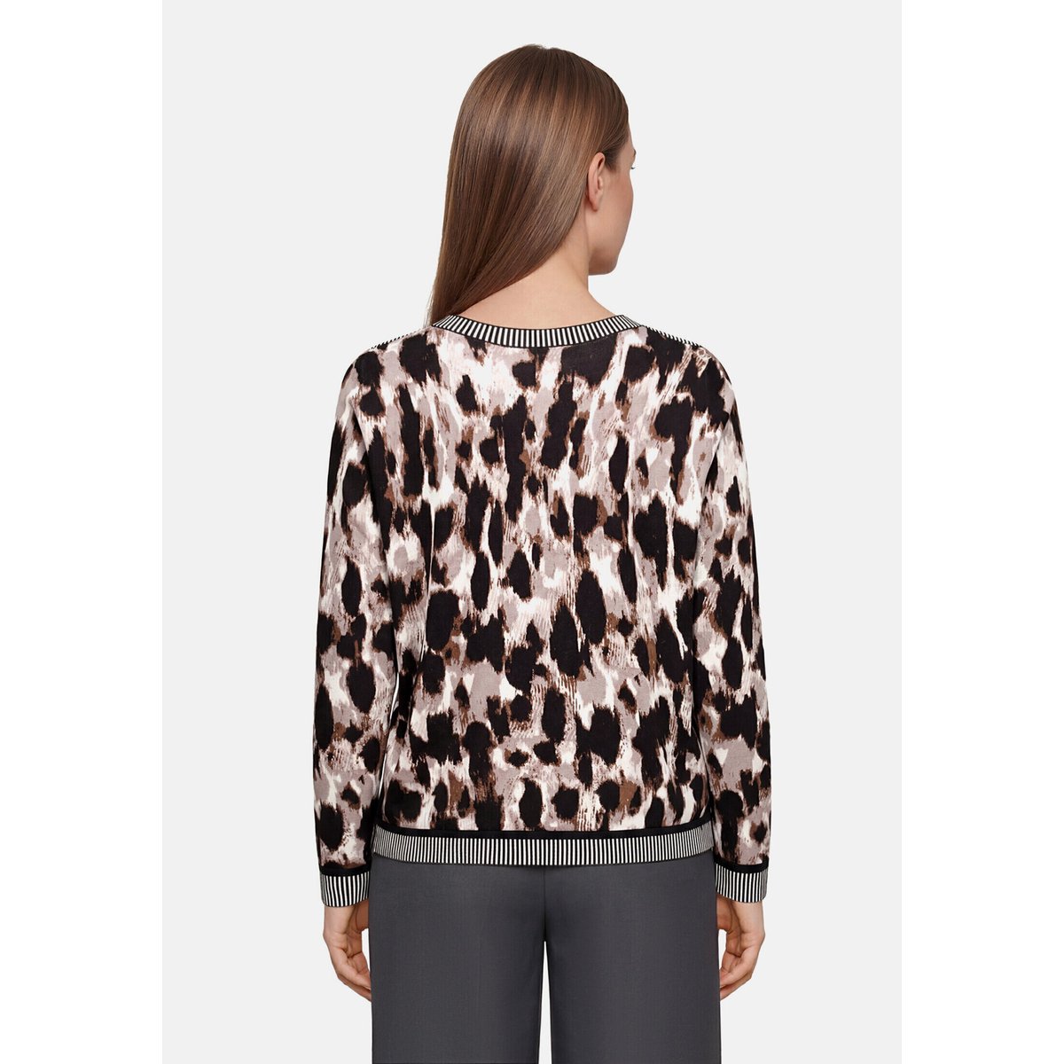 Pull-over en maille à manches longues beige/noir, BETTY BARCLAY