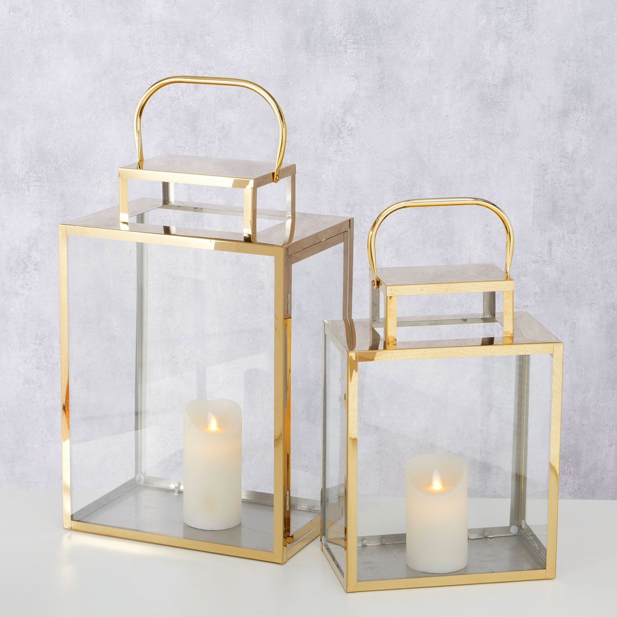 Set de 2 lanternes en métal doré et verre 20x30x46cm doré, WADIGA