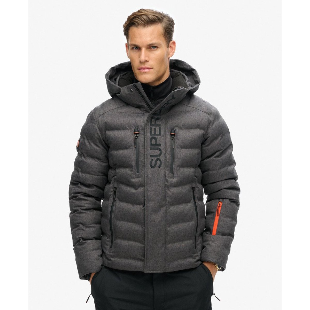 Veste rembourrée Ski Fuji gris foncé chiné, SUPERDRY
