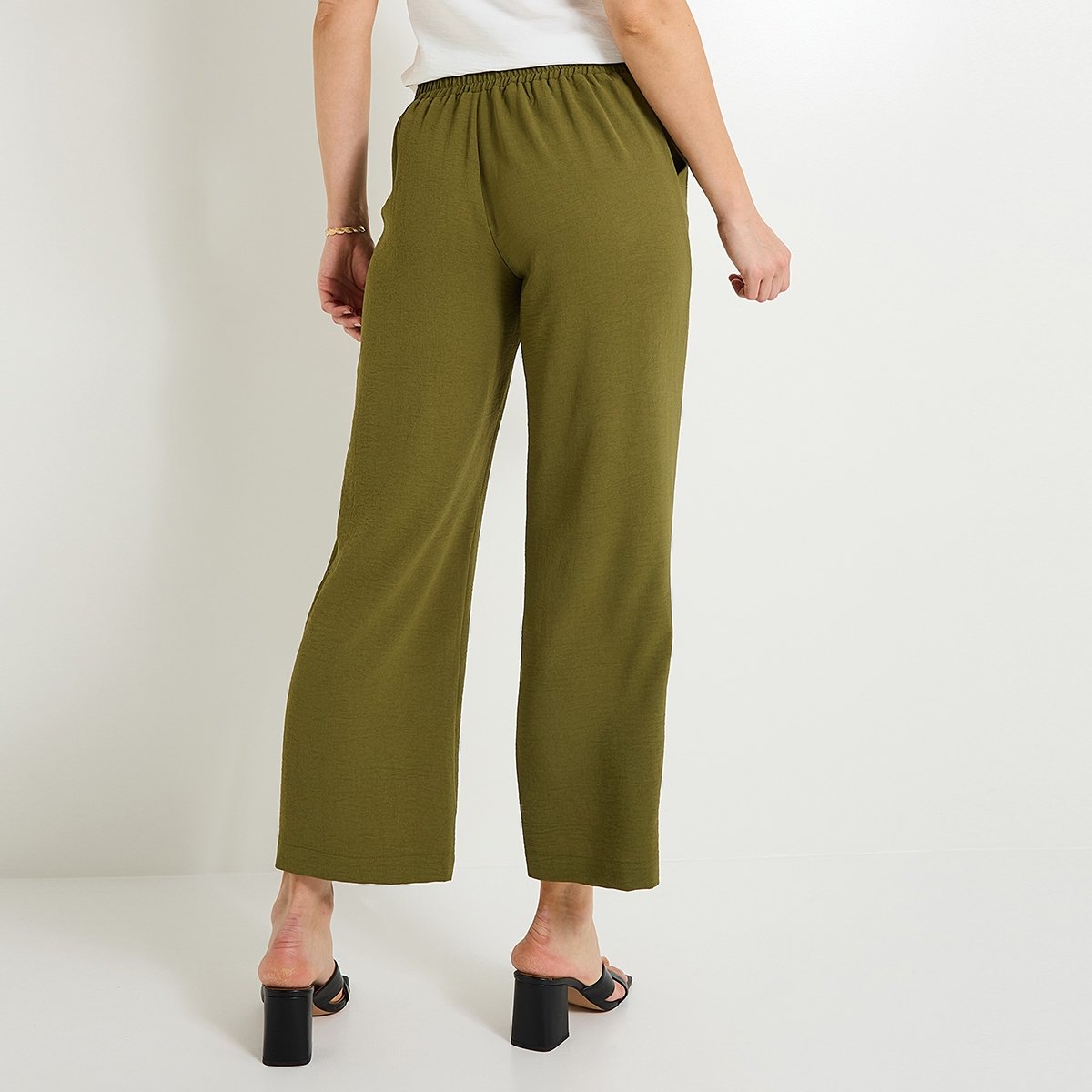 Pantalon large fluide vert kaki, GRAIN DE MALICE