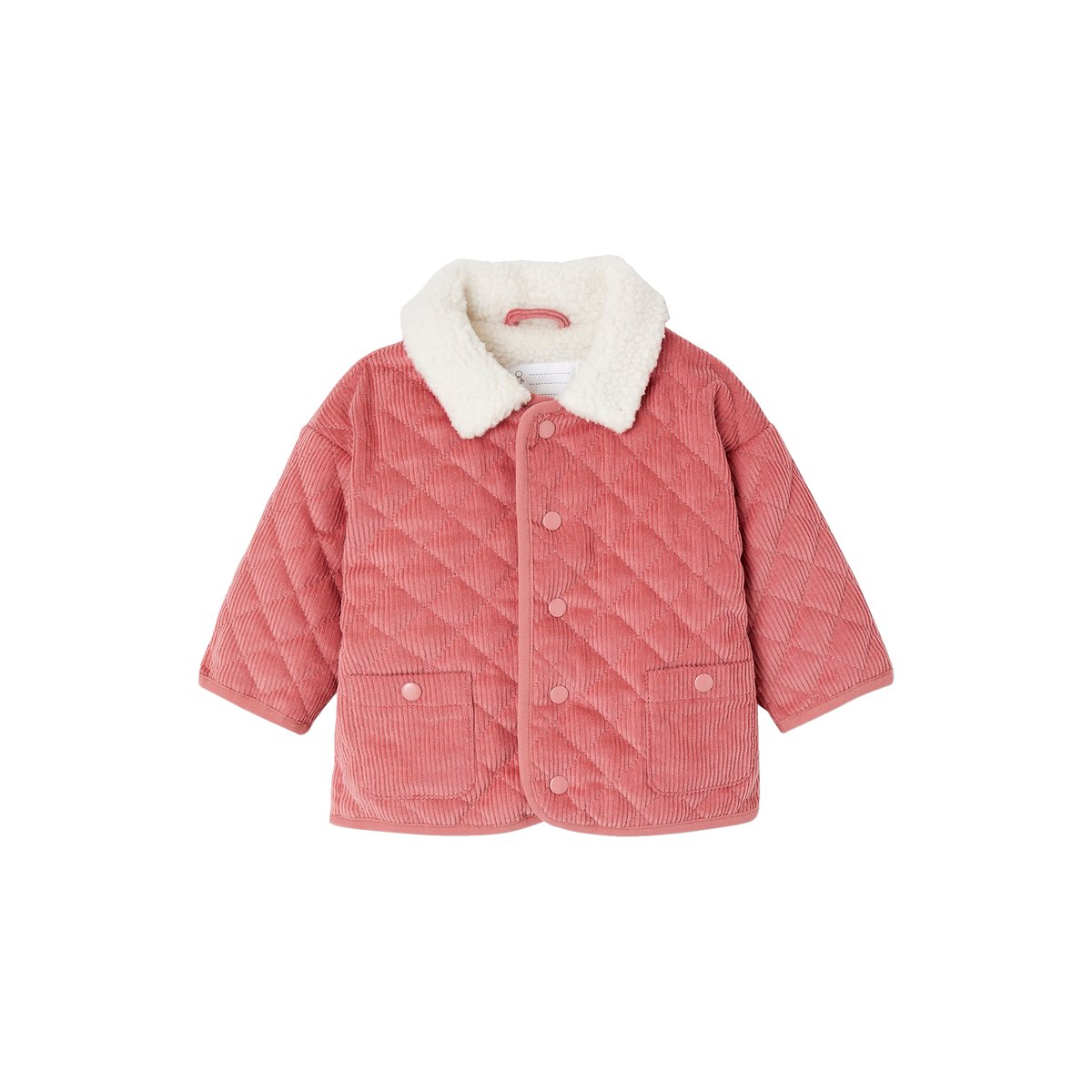 Veste velours matelassée bébé doublée sherpa ENJOY UNIVERSITY bois de rose, VERTBAUDET