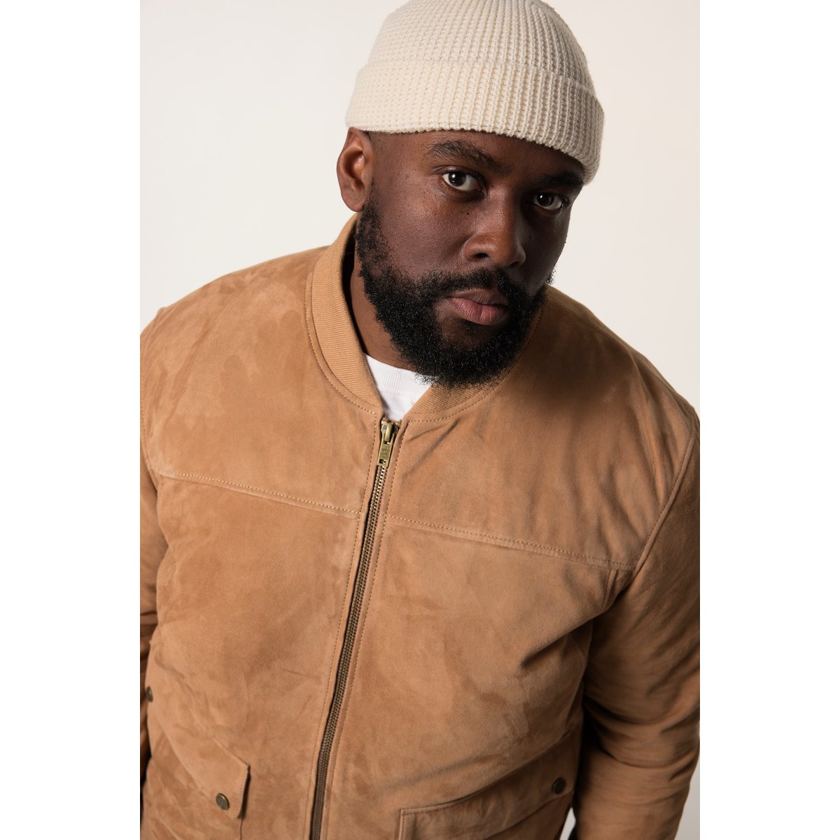 Blouson en cuir marron cannelle, STHUGE