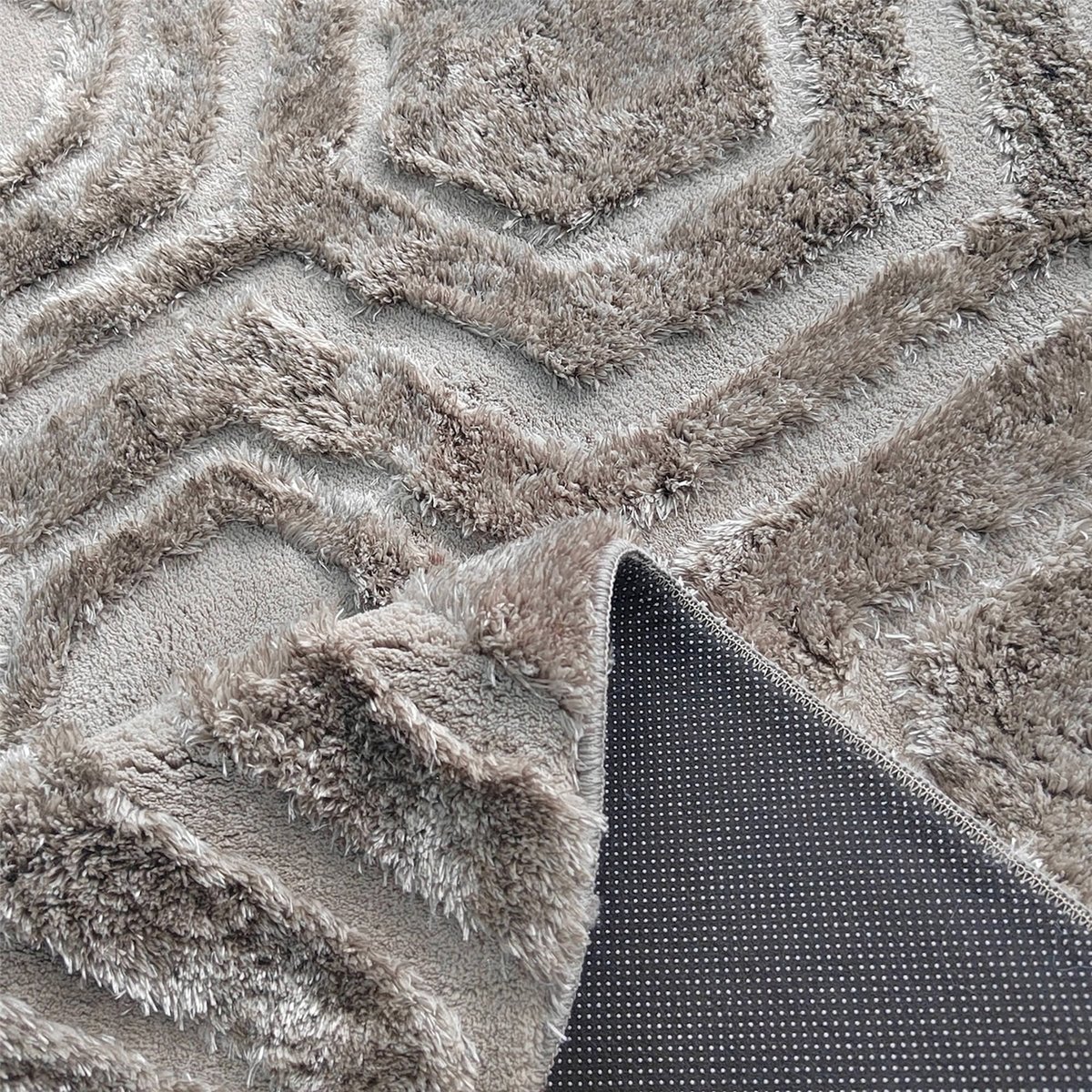 Tapis à relief hexagonal brun, RECOLLECTION