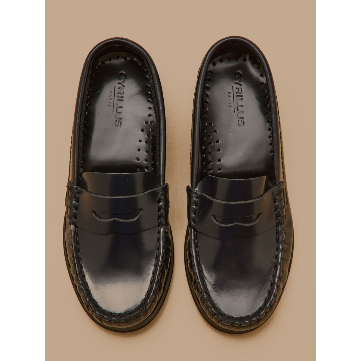 Mocassins en cuir encre, CYRILLUS