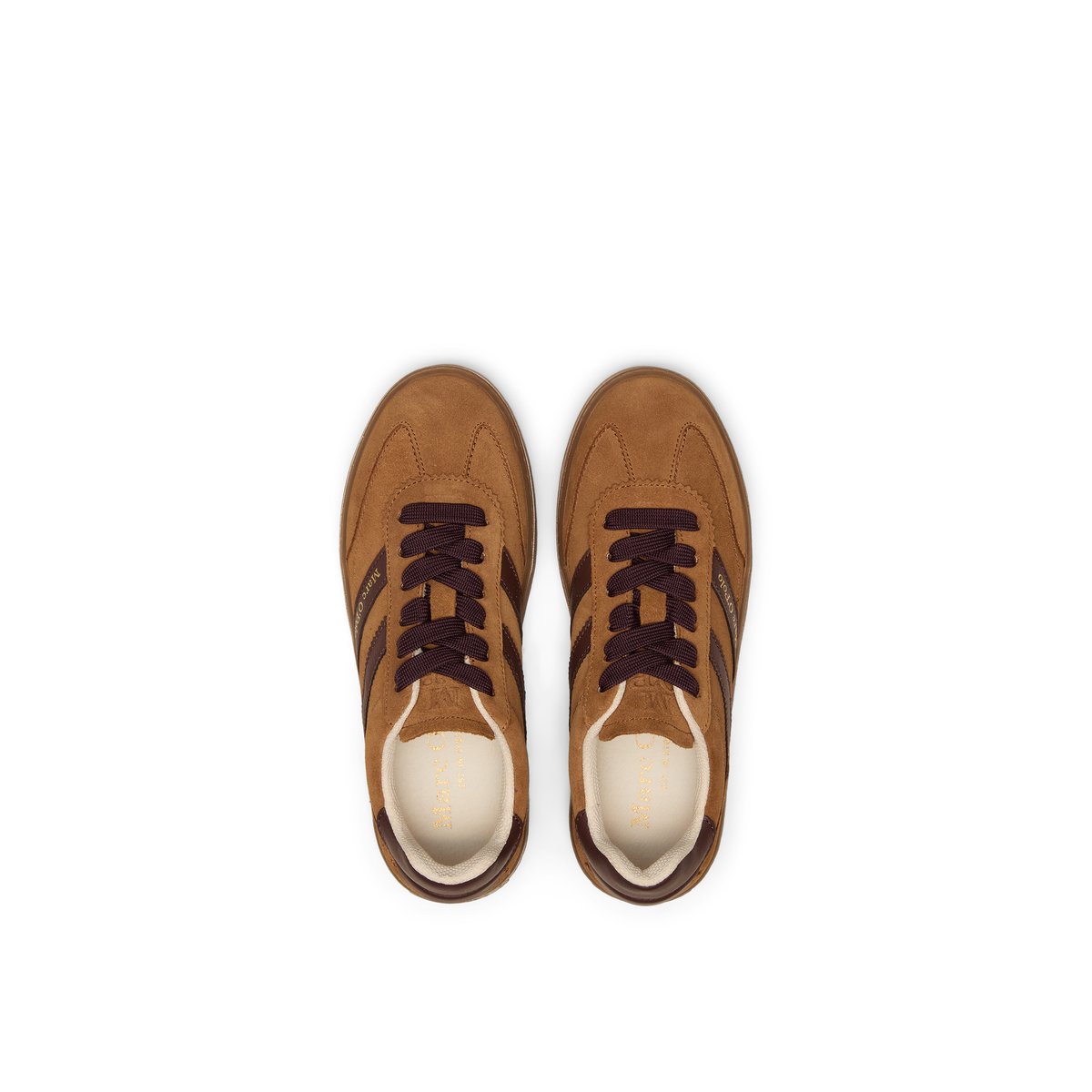 Modèle de baskets Edith en cuir velours huilé cognac, MARC O'POLO