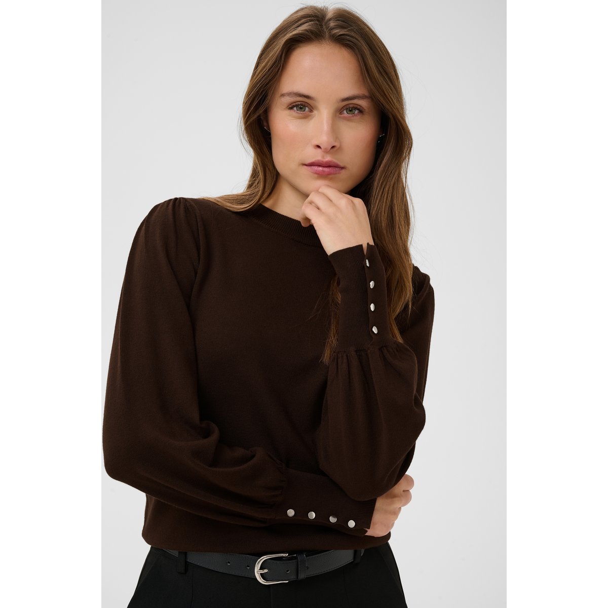 Pullover tricoté marron coffee bean, KAFFE