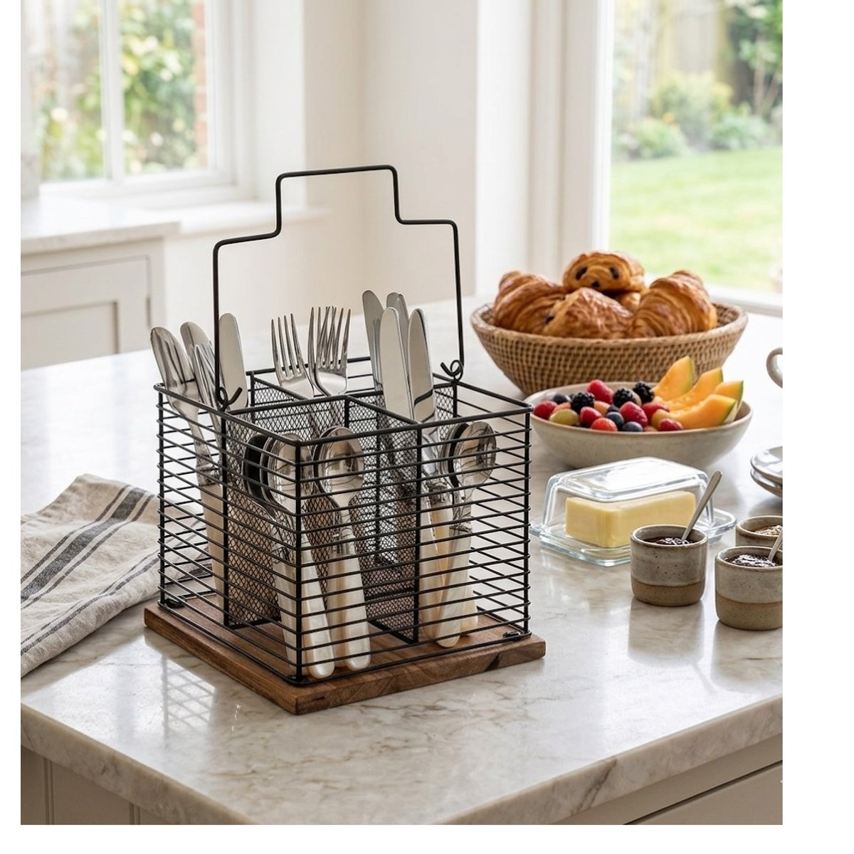 Pot a ustensiles ou couverts Acacia multicouleur, EDEN