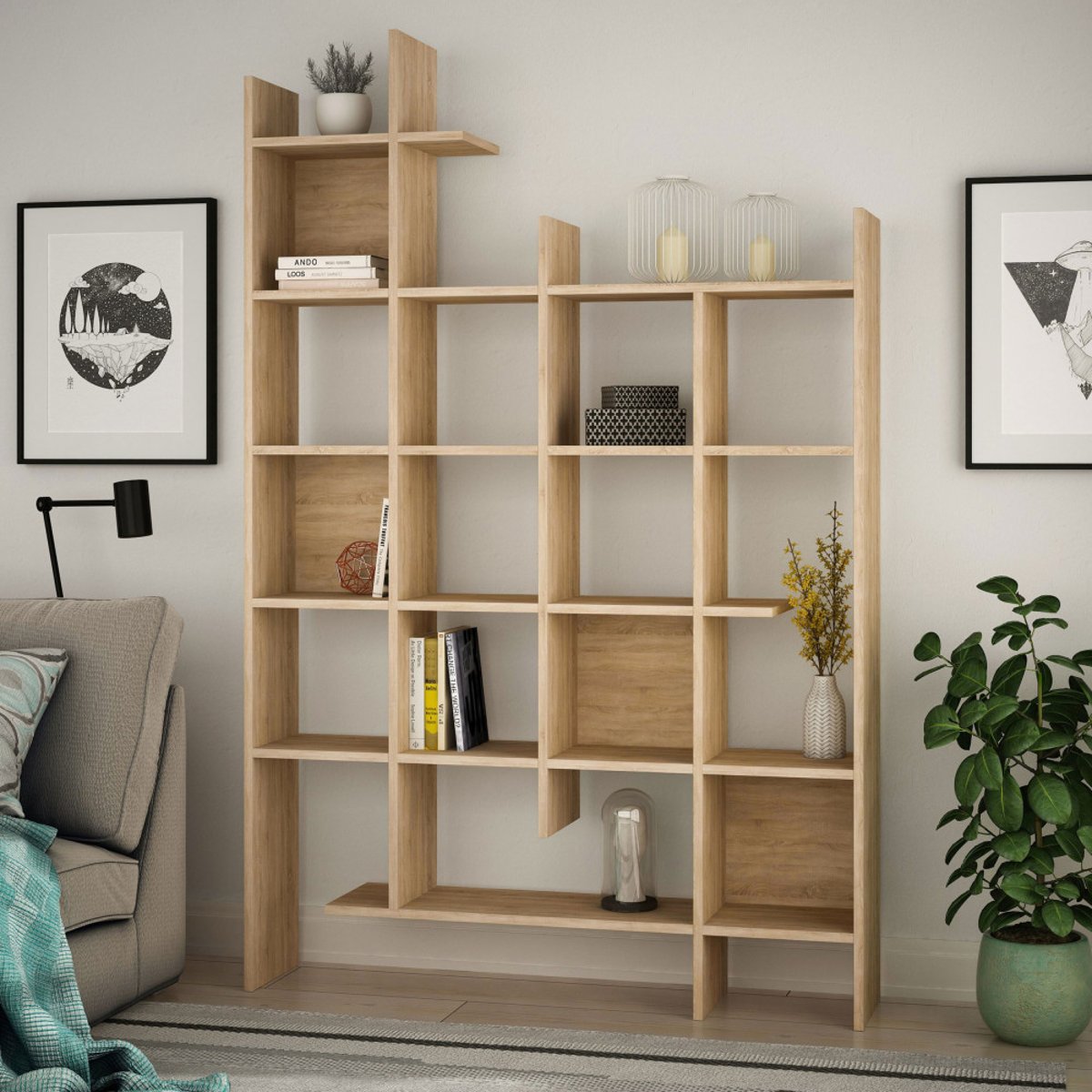 Étagère en bois H188cm- MAKO bois clair, DRAWER