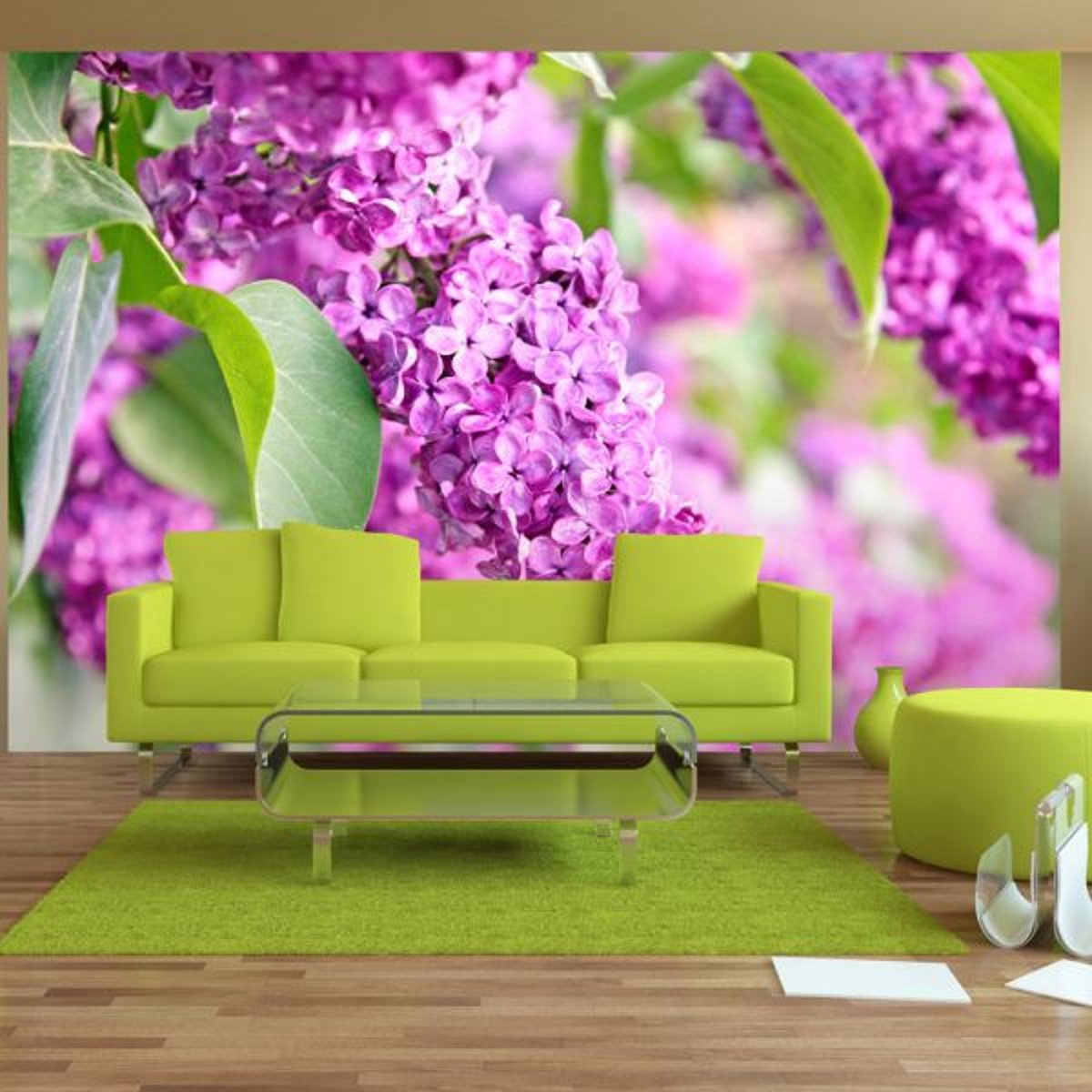 Papier peint intissé panoramique Fleurs Lilac flowers violet, EDEN