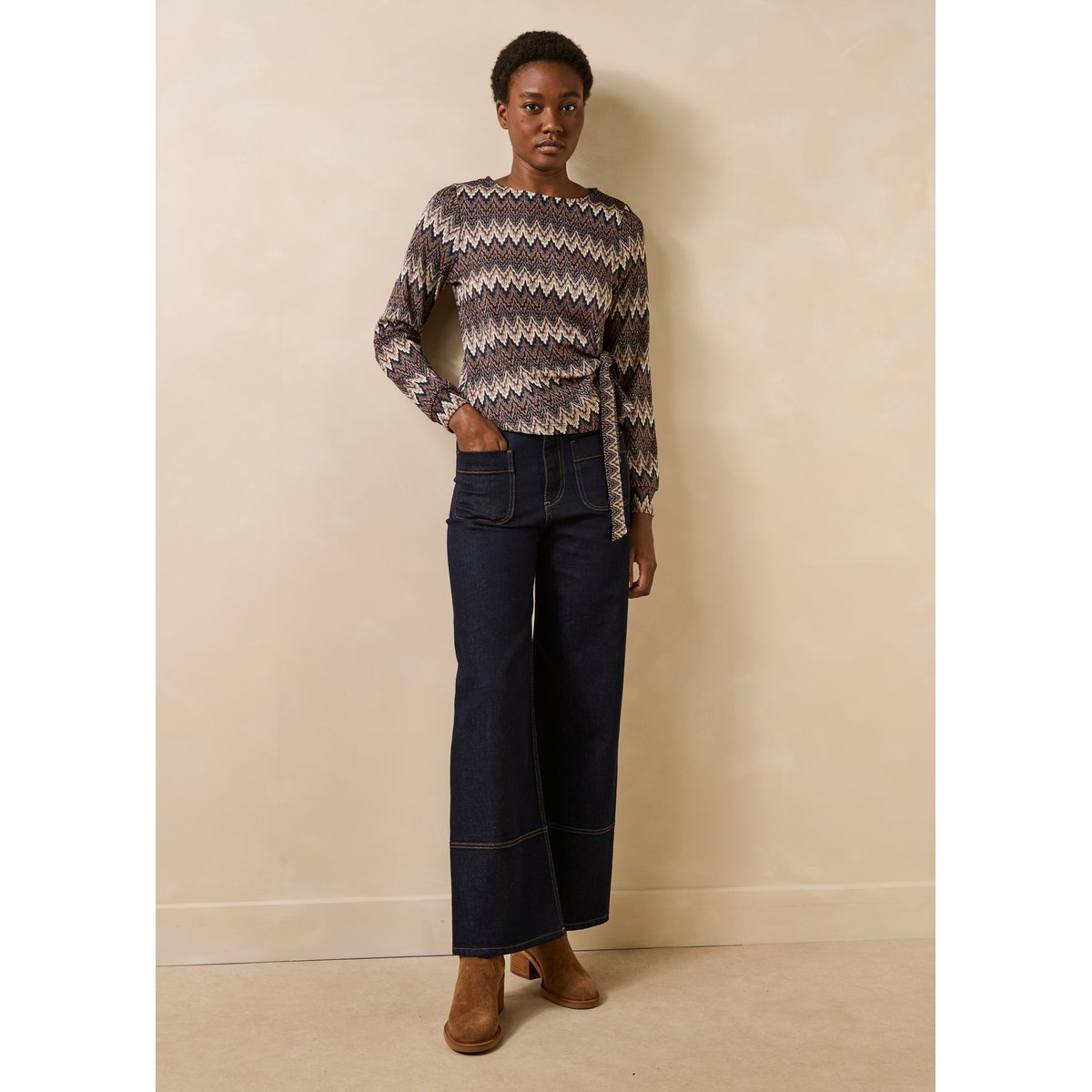 T-shirt oversize manches longues bleu, LA FEE MARABOUTEE