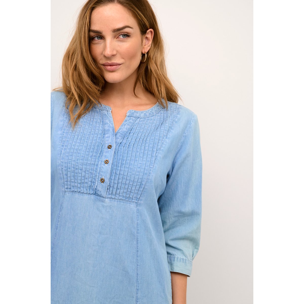 Dress bleu denim texsas blue denim, CREAM