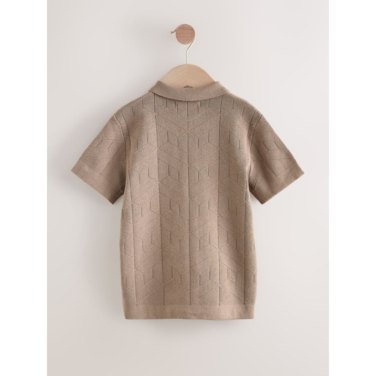Polo en maille à col zippé marron taupe, NEXT