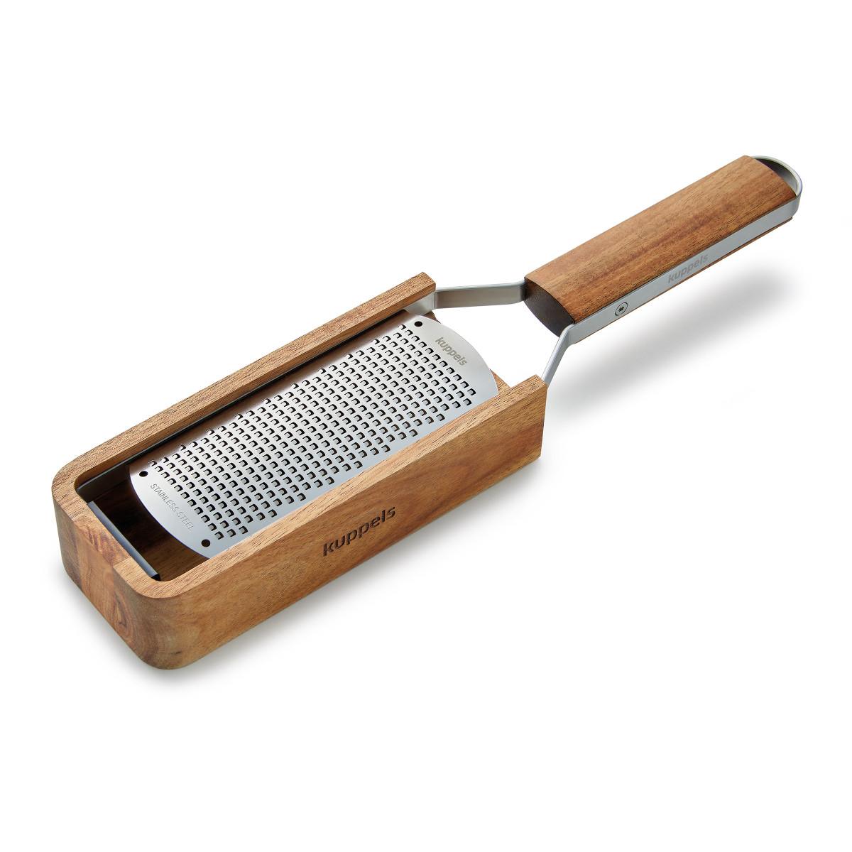 Râpe à main fine avec manche et contenant en bois d'acacia - GRANO bois, AMEFA