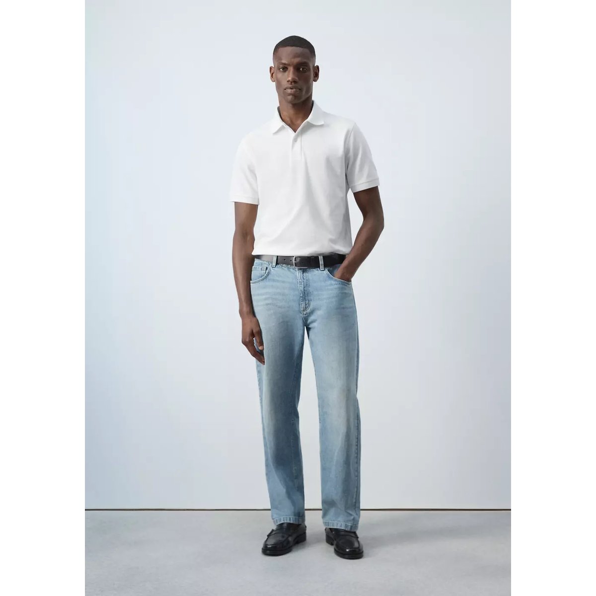 Polo 100 % piqué de coton blanc, MANGO MAN