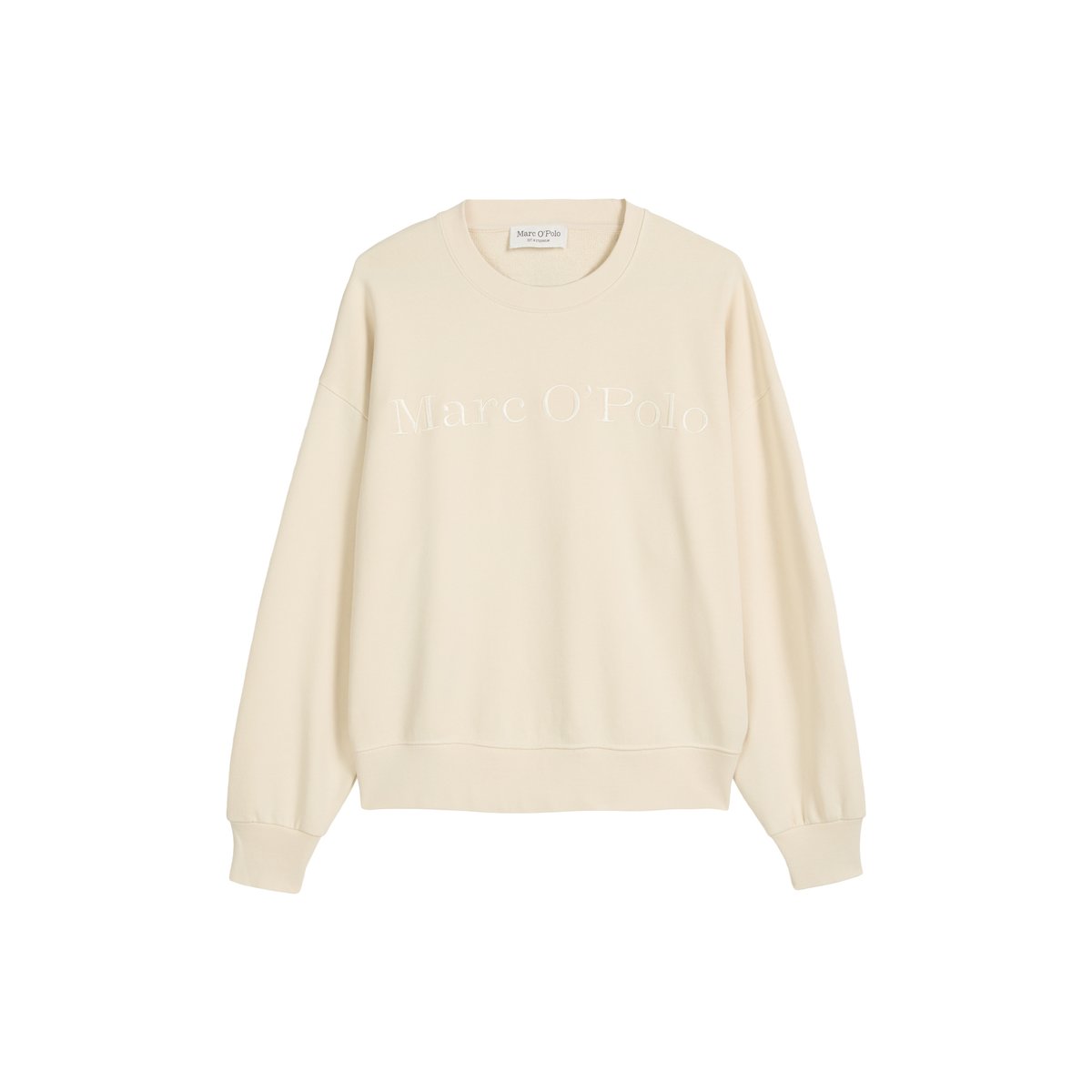 Sweat-shirt à logo relaxed en coton organique blanc naturel, MARC O'POLO