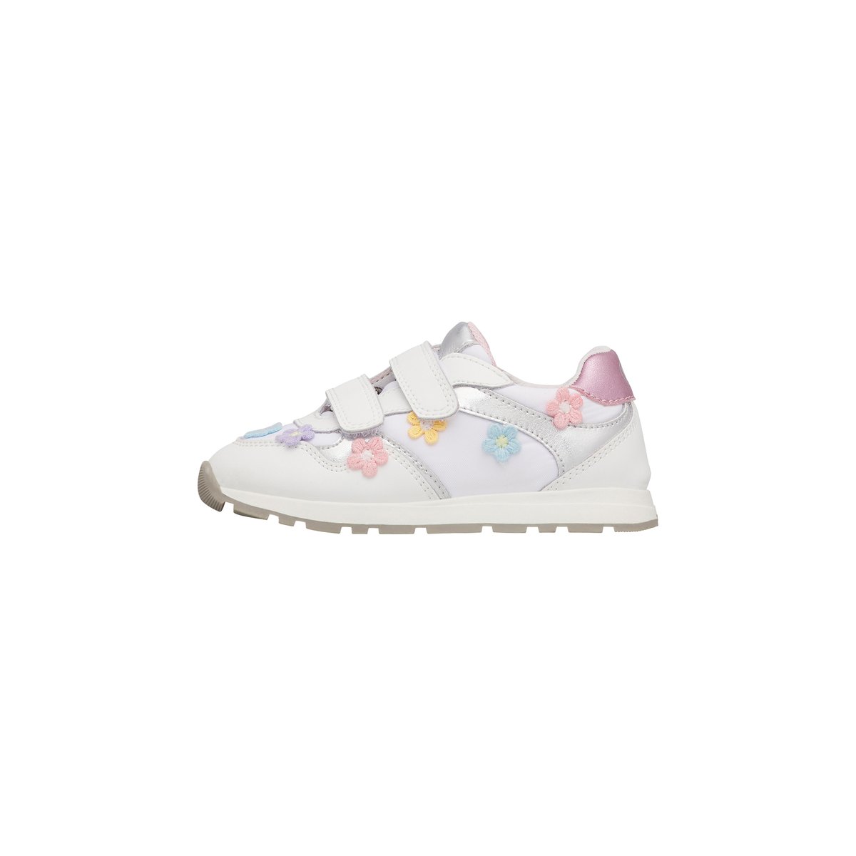 Sneakers en cuir et tissu avec des fleurs appliquées LUCY VL. blanc-, NATURINO
