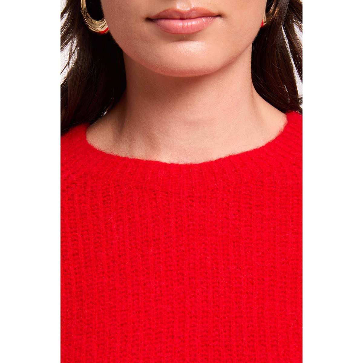 Pull maille duveteuse rouge, MORGAN