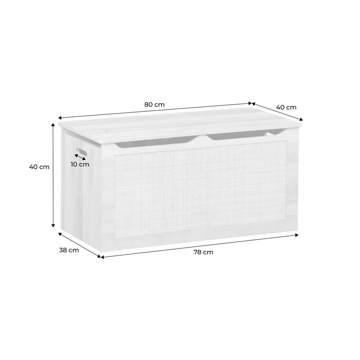 Coffre à jouets enfant décor bois et cannage BOHÈME naturel, SWEEEK
